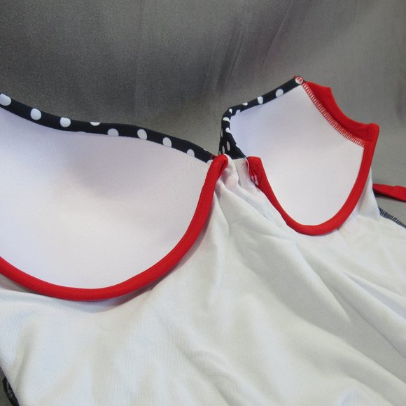 Swimsuit RETRO CHERRY Blue Polka Dot One Piece - Picture 8 of 8